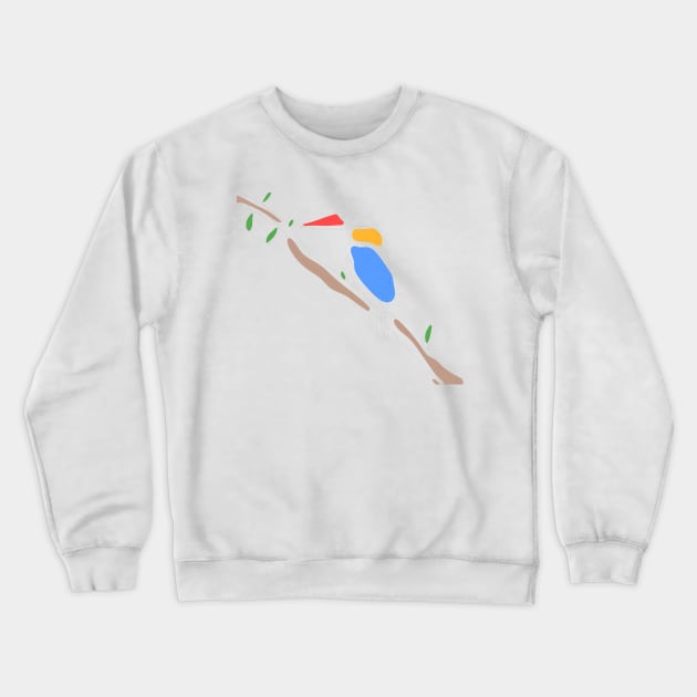 Bird Hand Drawn One line Art Branch Crewneck Sweatshirt by Mako Design 